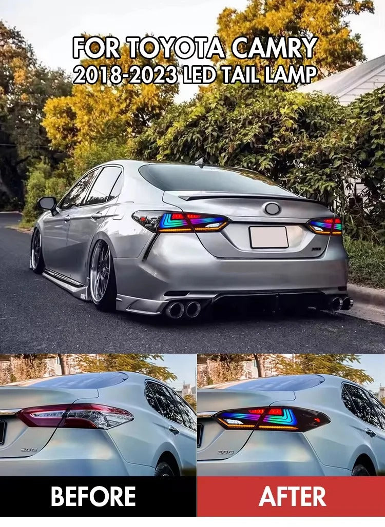 Tail Lights Assembly Start up Animation 2018-2024 DRL RGB Car Rear Back Lamps for Toyota Camry Tail Lamp