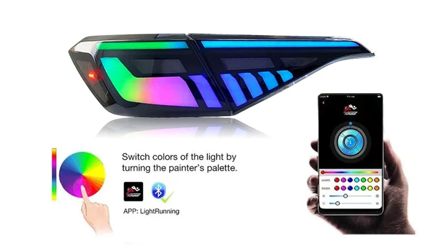 RGB LED Tail Lights with Startup Animation for Honda Civic 2016–2021