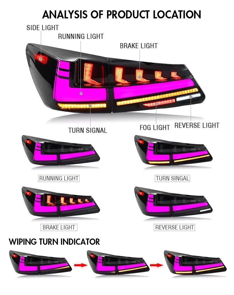 RGB Tail Lights for Lexus IS 250/300/350 (2006–2012) – DK Motion Style